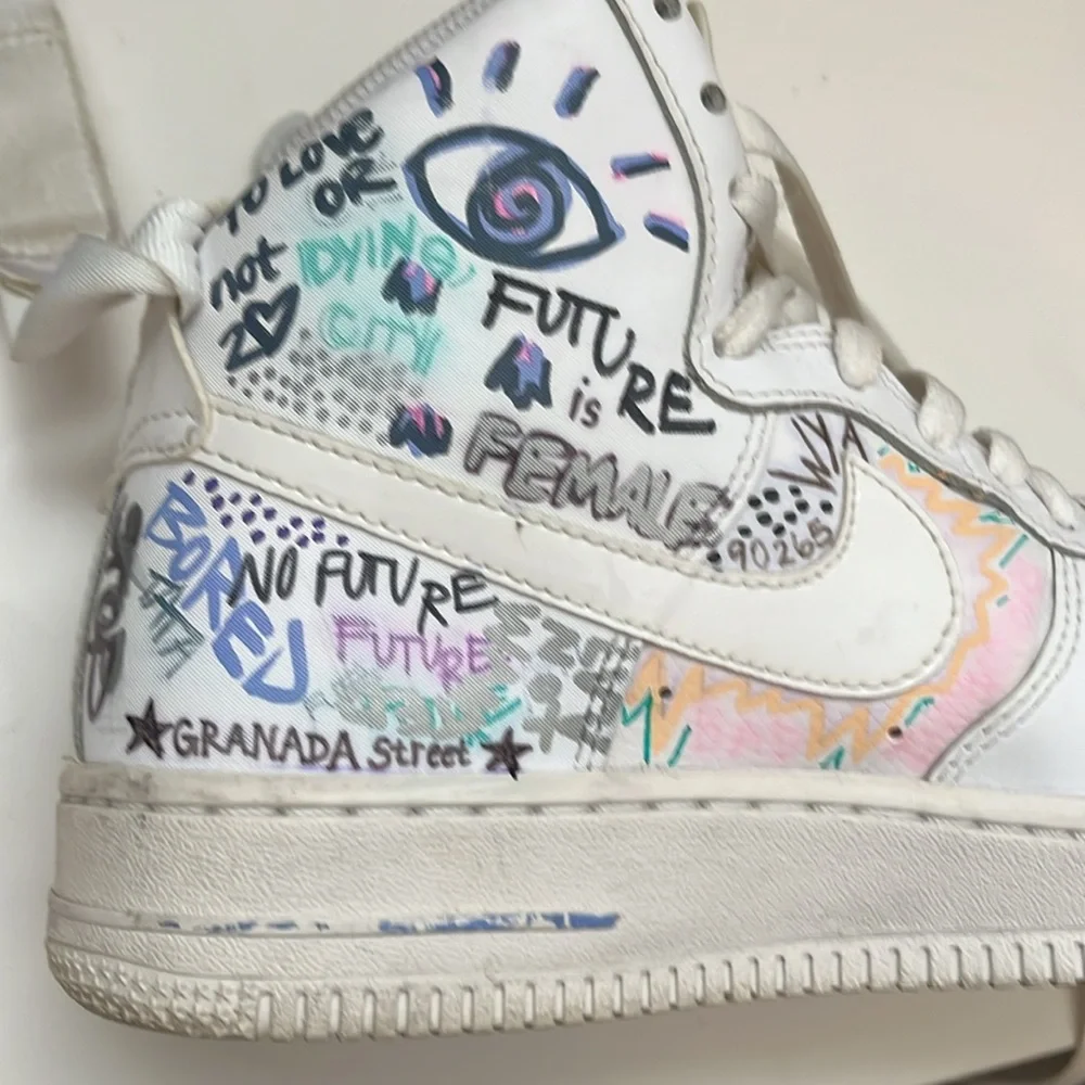 Nike Air Force white sneakers, Youth 5.5 - Picture 10 of 13